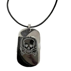 Skull Crossbones Unisex Dog Tag Pendant